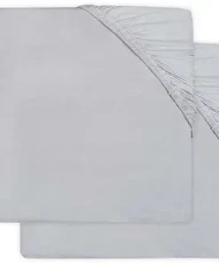 Jollein Stretchlaken 2-pack Bomullsjersey 40x80cm, Lysegrå