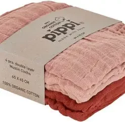 Pippi Musselinteppe 4-pack, Misty Rose