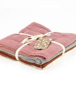 Rätt Start Musselinteppe 4-pack Tax, Rosa/Grå