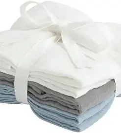 Jollyroom By Borganäs 3-pack Musselintepper, Blå/Grå/Hvit